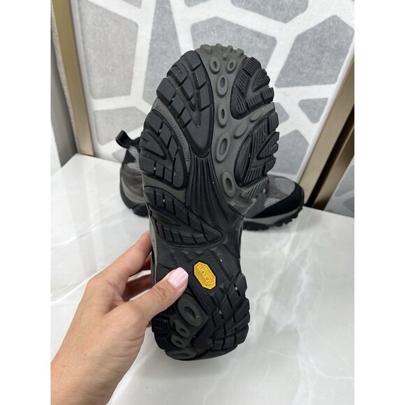 MERRELL Men Moab WP Hiking Shoes Beluga Sz 9 Waterproof Gray Leather Textile - Picture 8 of 9